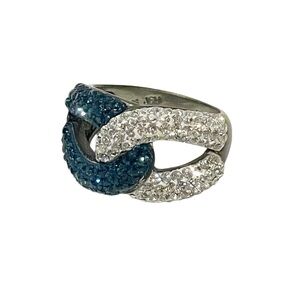 Vintage Brass‎ JCM Silver Blue Stone Statement Ring